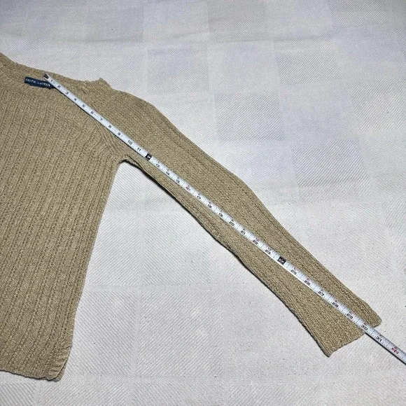 Ralph Lauren Mulberry Silk Knit Sweater Womens Medium Brown Elbow‎ Patch Luxury - Picture 9 of 9